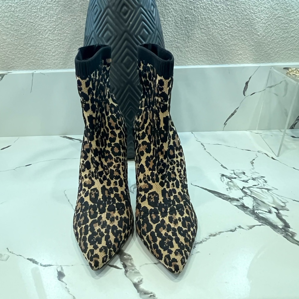 Something Navy Leopard Print Sock Bootie - image 2